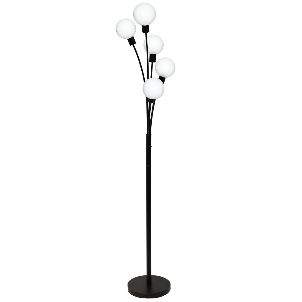5LT Budding Branch Incandescent Floor Lamp – Black with Smoked Glass