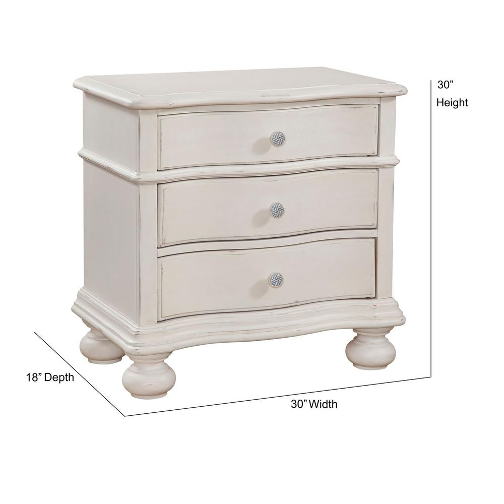 Rodanthe 3-Drawer Nightstand - Dove White