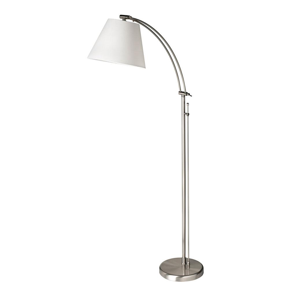 1-Light Incan Adjustable Floor Lamp – Satin Chrome with White Shade