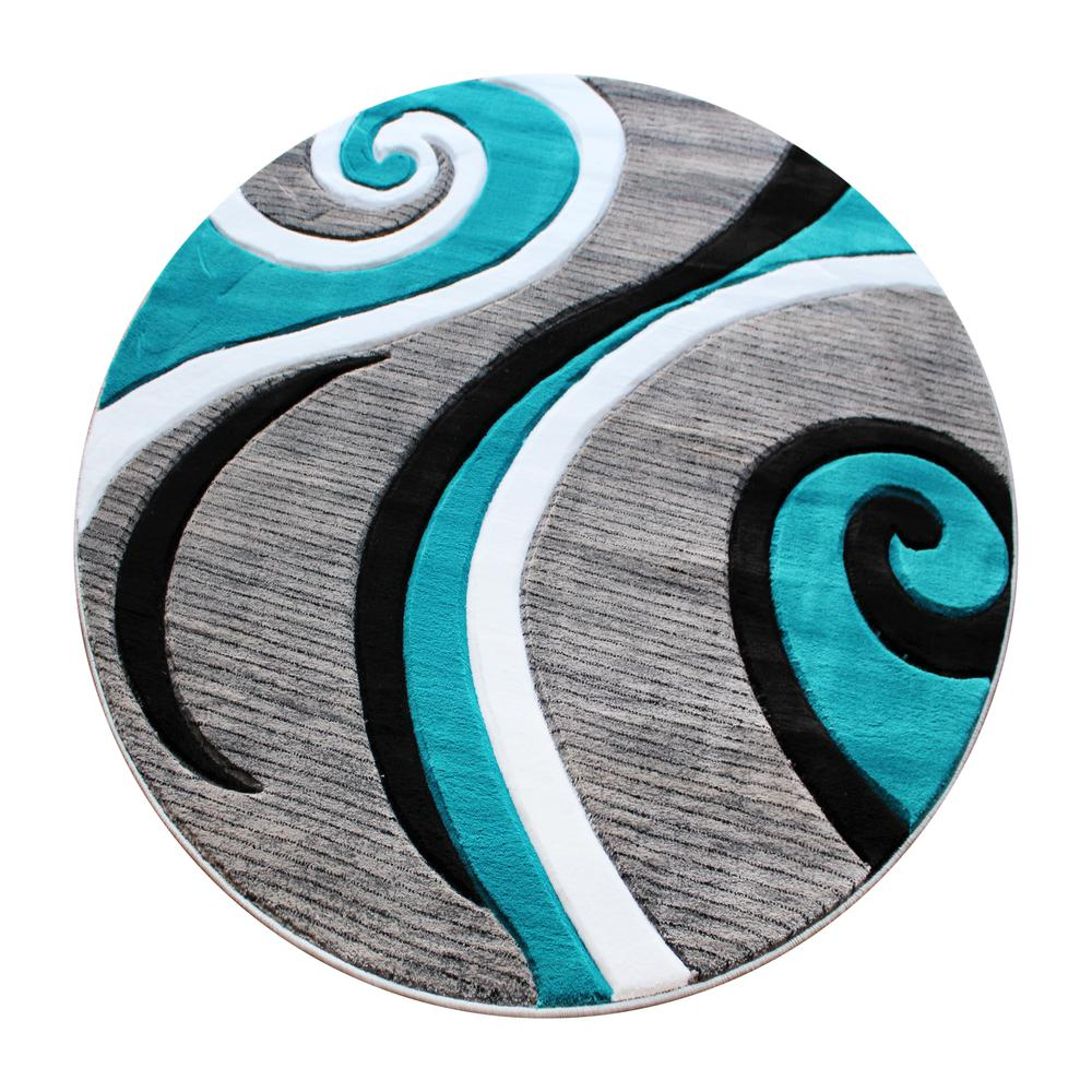 4' x 4' Turquoise Abstract Area Rug - Olefin Rug - Hallway, Entryway, or Bedroom