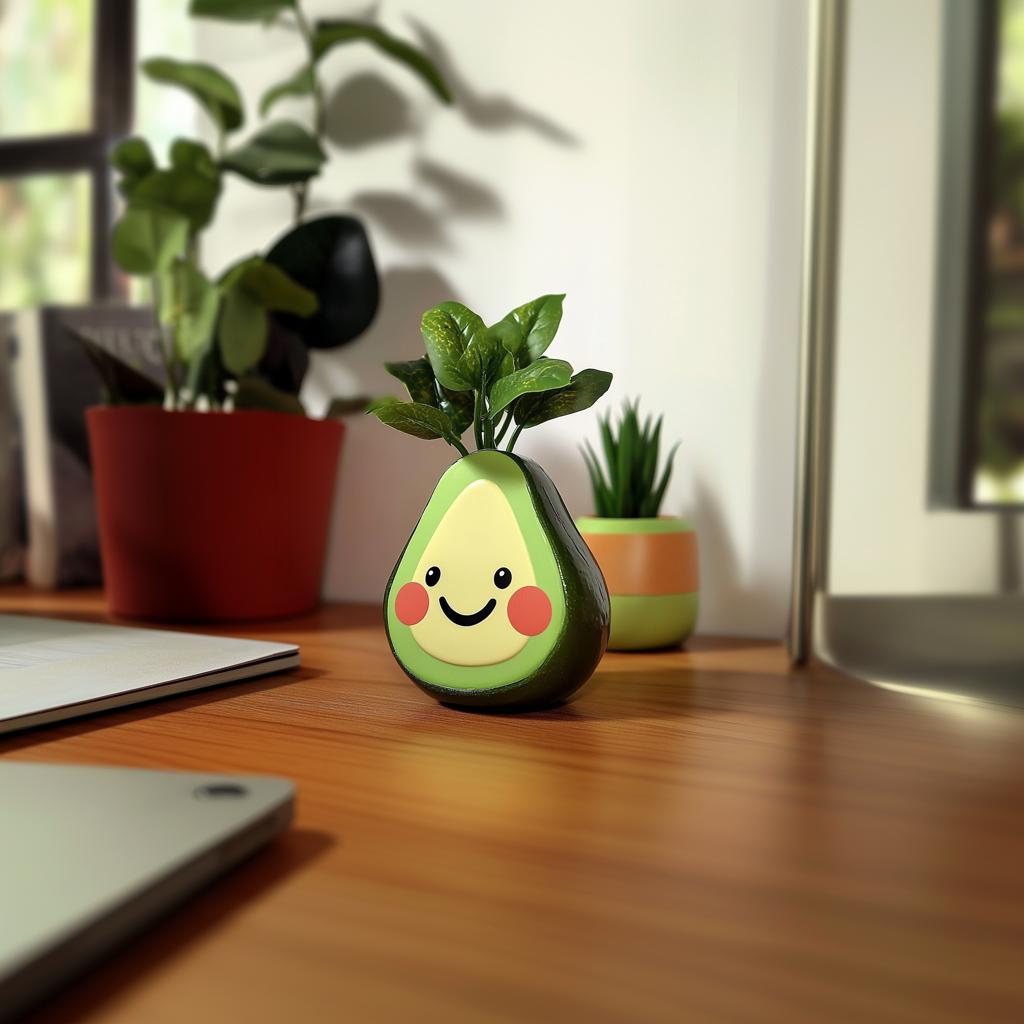 Avocado 3D Printed Planter – Smiley Face Decorative Plant Pot