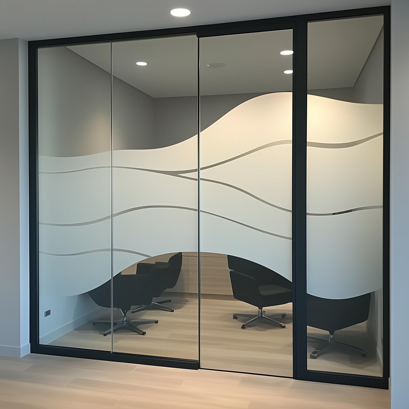 Wave Design Peel and Stick Window Decal – Frosted Vinyl Privacy Glass Film