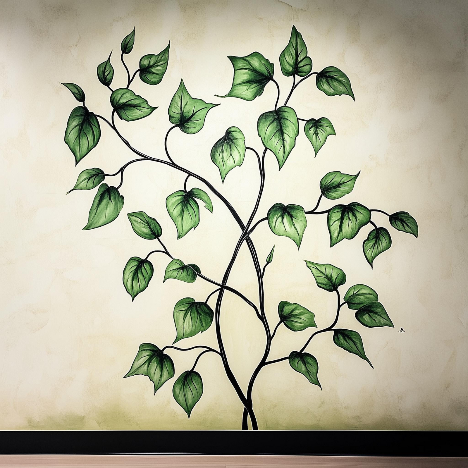 Botanical Vine Wall Decal – Green Leaf Peel & Stick Vinyl Mural for Home Decor