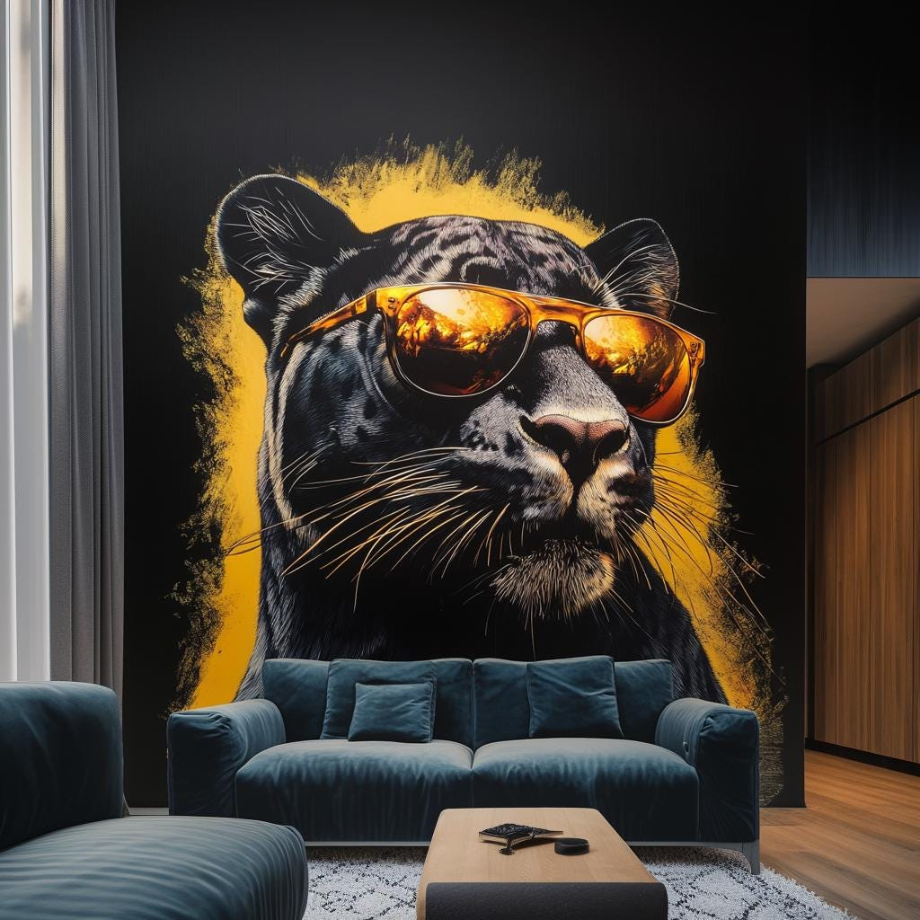 Black Panther Wall Decal – Peel and Stick Urban Graffiti Big Cat Wall Sticker