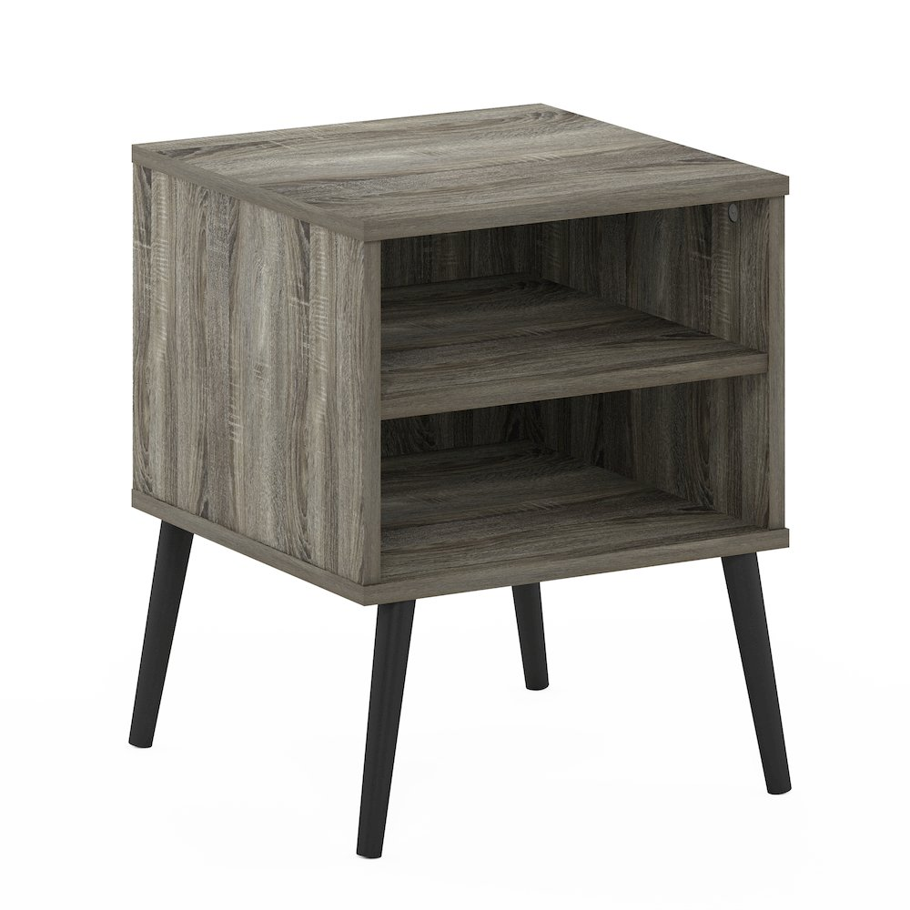 Claude Mid Century Style Nightstand with Wood Legs, French Oak Grey