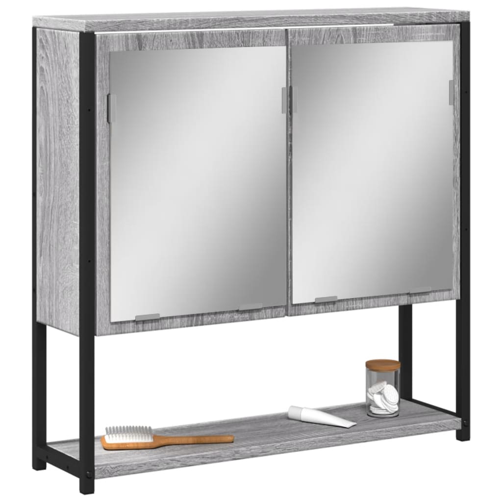 vidaXL Bathroom Mirror Cabinet Gray Sonoma