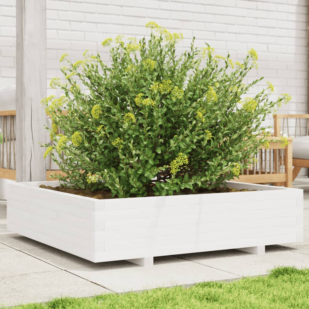 vidaXL Garden Planter White Solid pinewood Large Sturdy Garden Planter