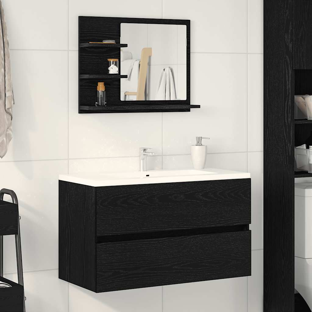 vidaXL Bathroom Mirror Black Oak Engineered Wood, Mirror Medium