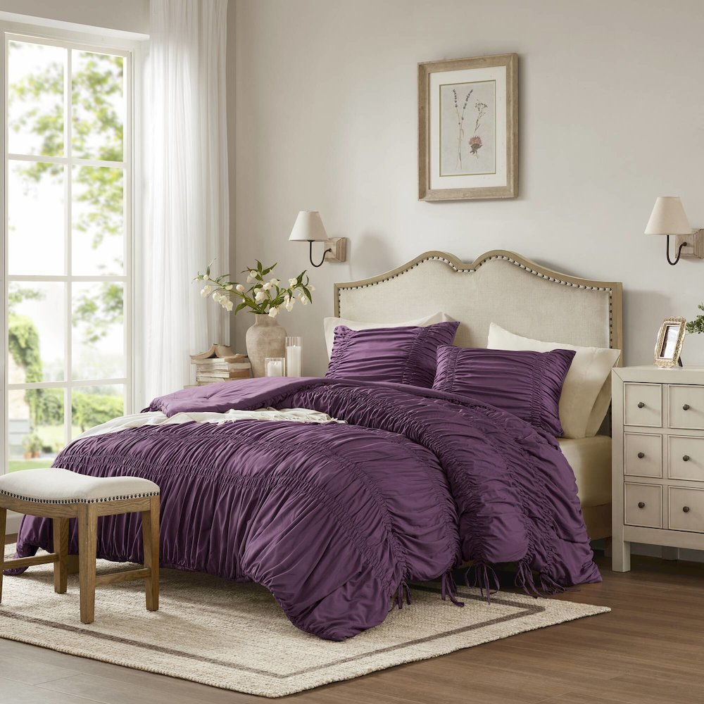 Mia Comforter Set, Purple color