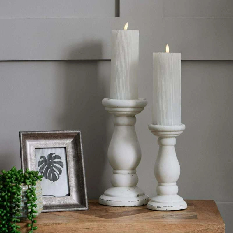 Matt White Ceramic Candle Holder Large