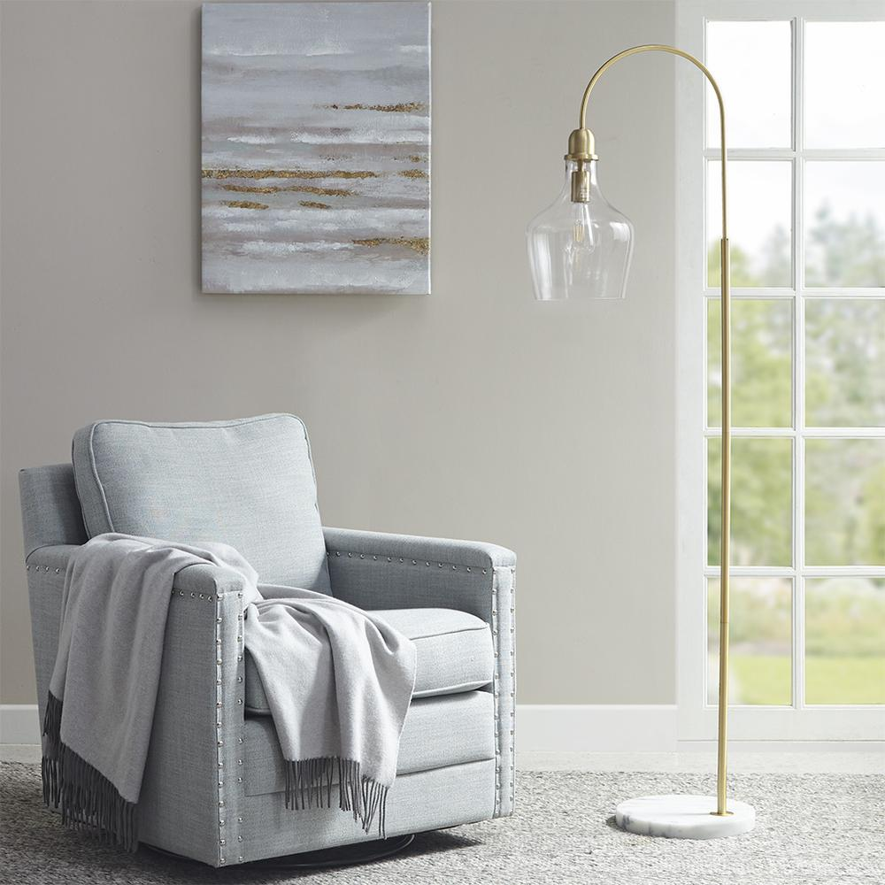 Hampton Hill Auburn Arched Floor Lamp – Marble Base & Gold Finish