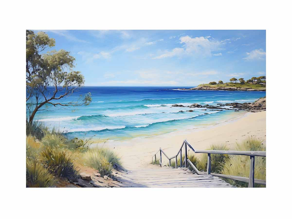 Jetty Beach Art Canvas Art Print