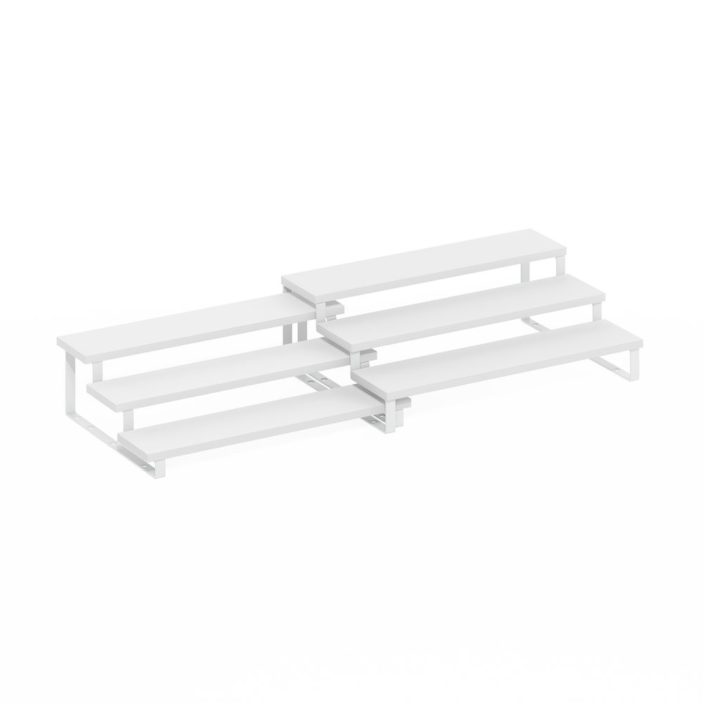 Nestable Kitchen Counter Spice Rack Organizer – 2-Piece 3-Tier Set in White
