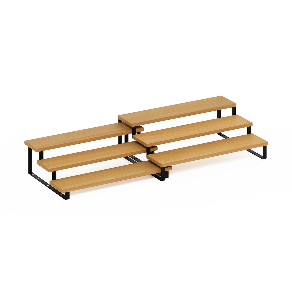Nestable Kitchen Counter Spice Rack Organizer – 2-Piece 3-Tier Set in Beech & Black