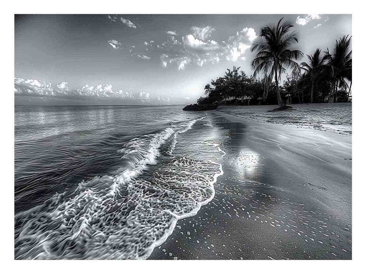 Beach black & white Canvas Art Print
