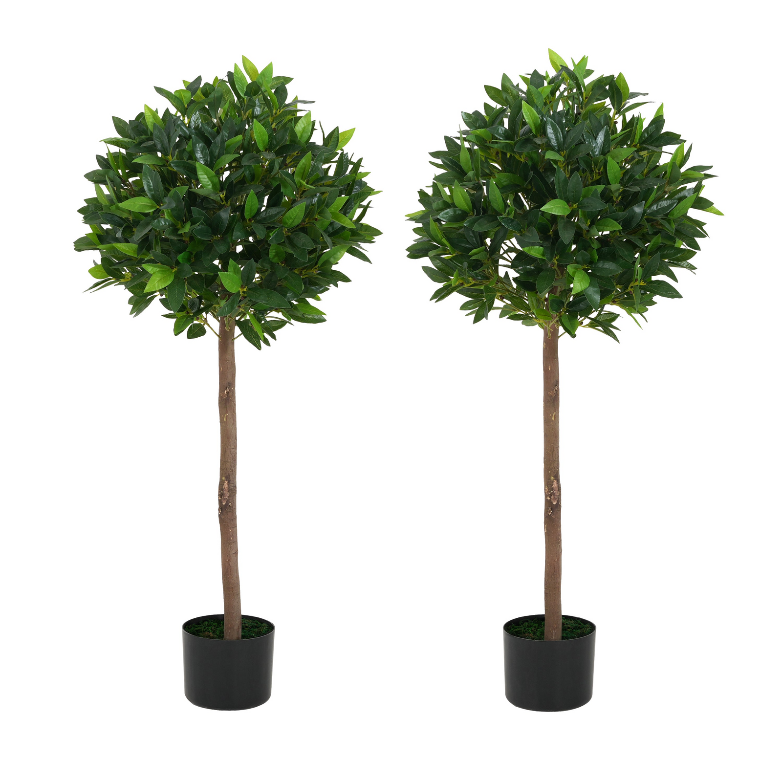 49' Artificial Topiary Bay Tree Ball With Pot, Set of 2