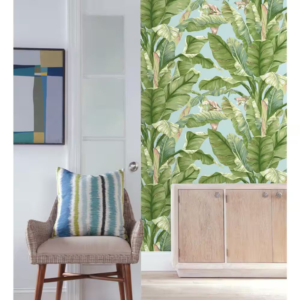 Banana Leaf Green Premium Peel and Stick Wallpaper Roll (Covers 45 sq. ft.)