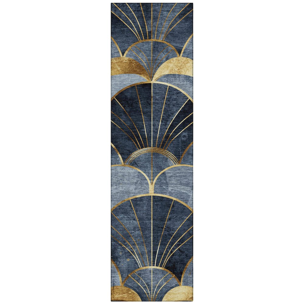 Machine Washable Indoor/Outdoor Chantille ACN2221 Navy 2'3" x 7'6" Runner Rug