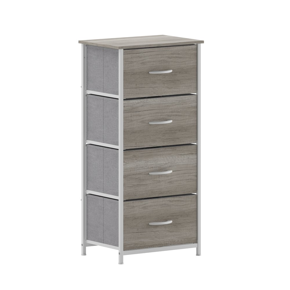 4 Drawer Dresser Storage Organizer, Light Natural Drawers/White Frame