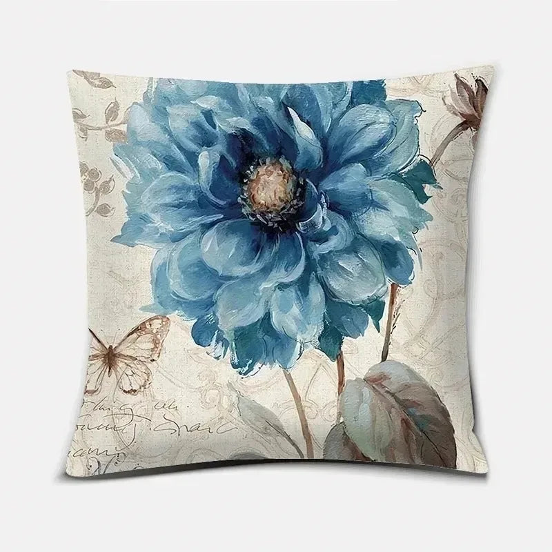 Ginkgo & Floral Polyester Pillow Cover – 17.72 × 17.72 in (45 × 45 cm), 1 Piece