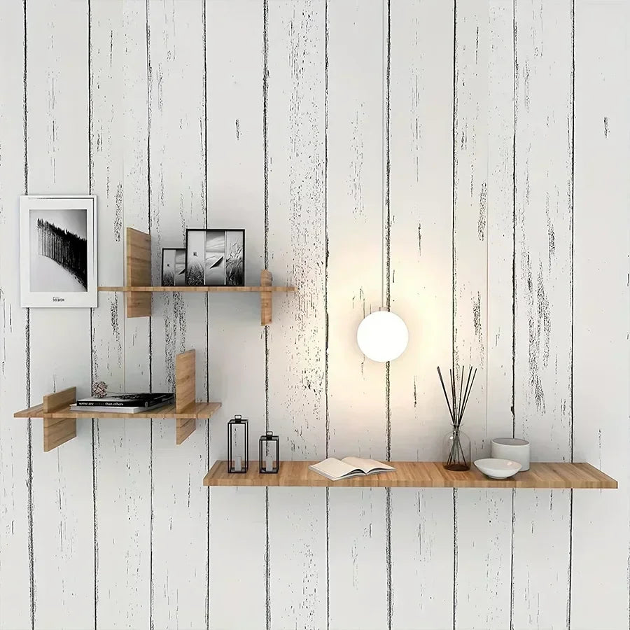 White Wood Grain Peel and Stick Wallpaper | Self-Adhesive Vinyl Wall & Furniture Covering