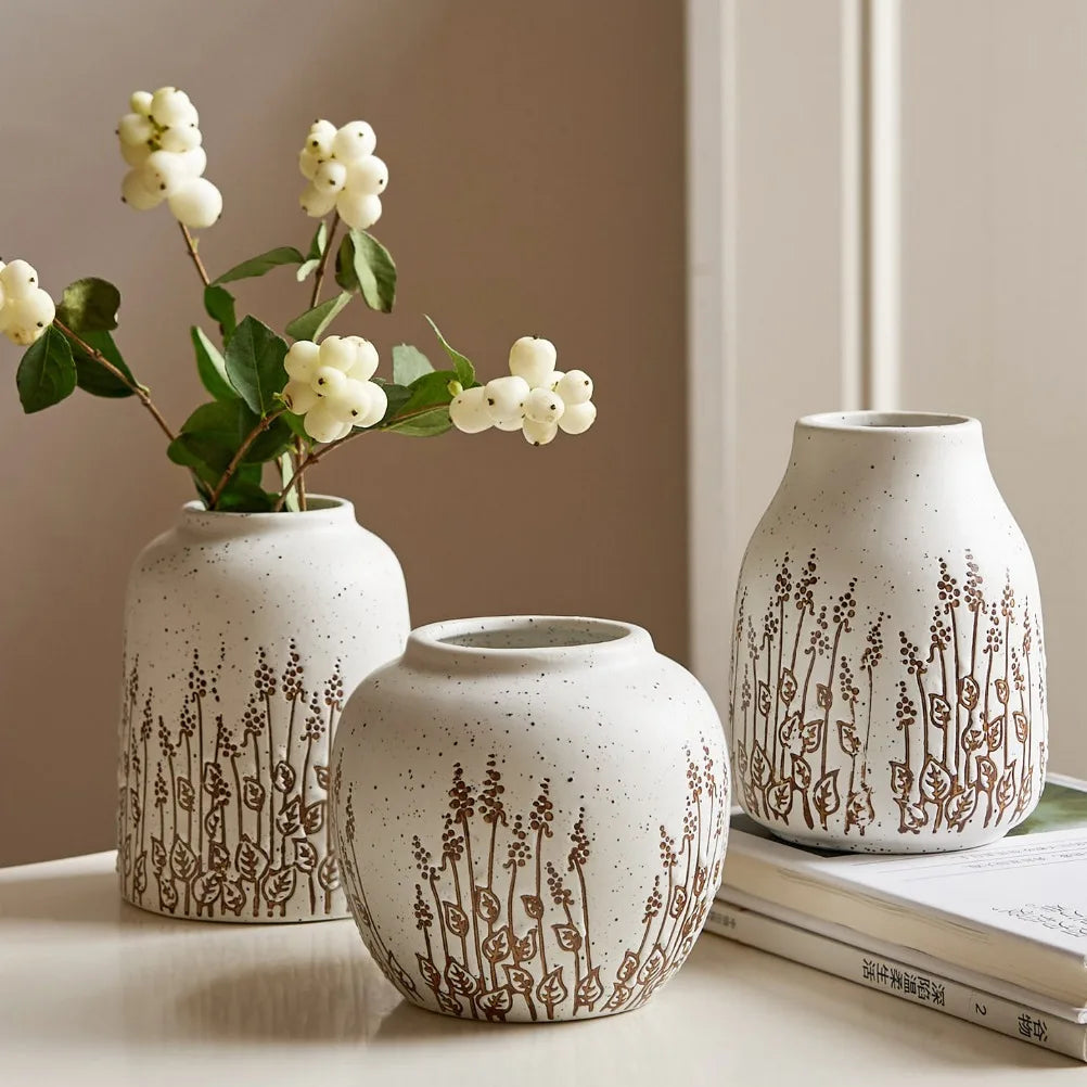 Countryside Ceramic Tabletop Vase – Lavender-Inspired, 3 Designs