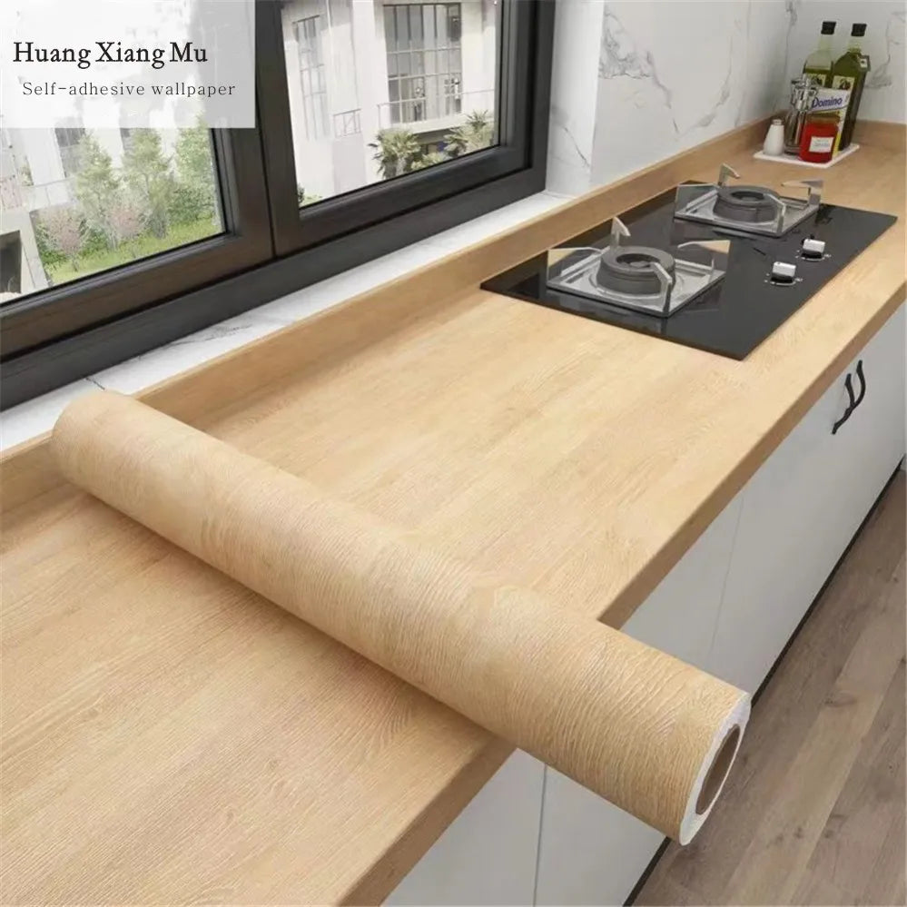 Embossed Wood Grain Peel and Stick Wallpaper – Waterproof, Removable, Self-Adhesive Vinyl Wallpaper