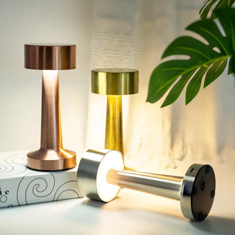 USB Rechargeable LED Table Lamp – Wireless Touch Control, 3 Color Dimmable Bedside Mood Light for Home