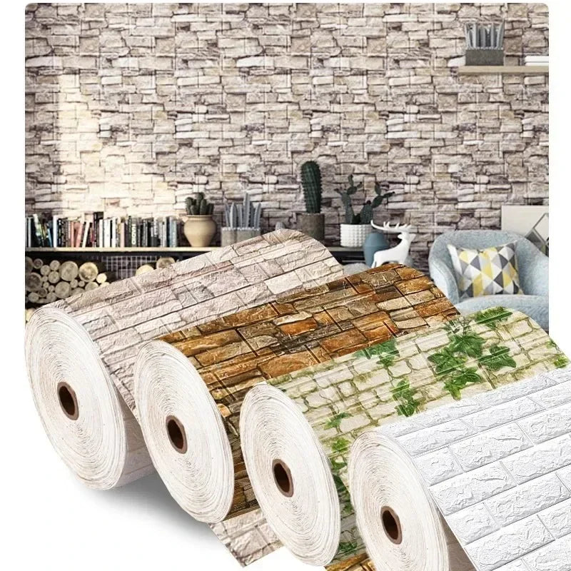 5m 3D Foam Brick Waterproof Peel-and-Stick Wallpaper – 3mm XPE Wall Panel Roll