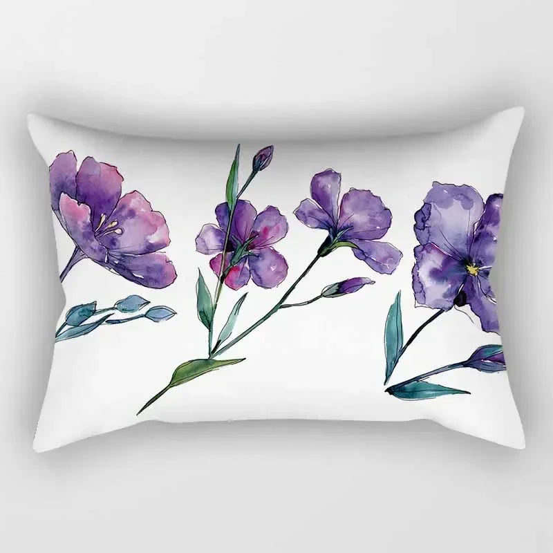 Floral Polyester Lumbar Pillow Cover – 11.81 × 19.69 in (30 × 50 cm), 1 Piece