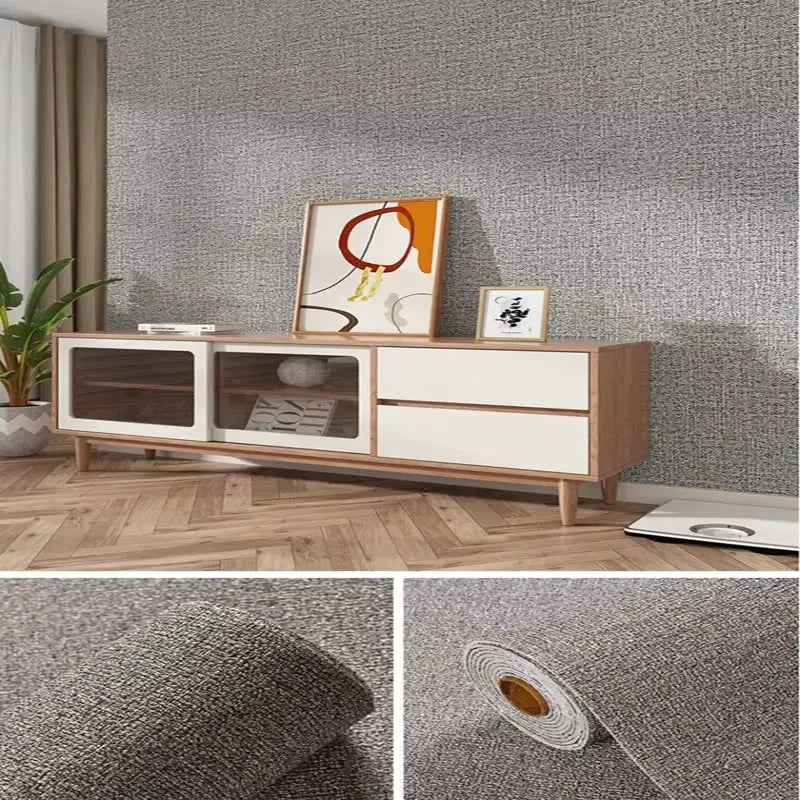 10m Linen-Textured 3D Foam Waterproof, Oil-Resistant & Flame-Retardant Peel-and-Stick Wallpaper