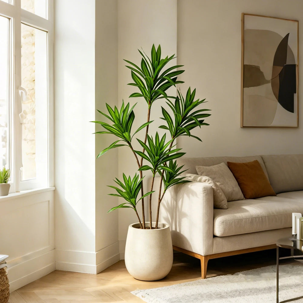 Artificial Dracaena Bamboo Tree Branch – Large Faux Corn Plant Leaves for Indoor Home & Office Decor