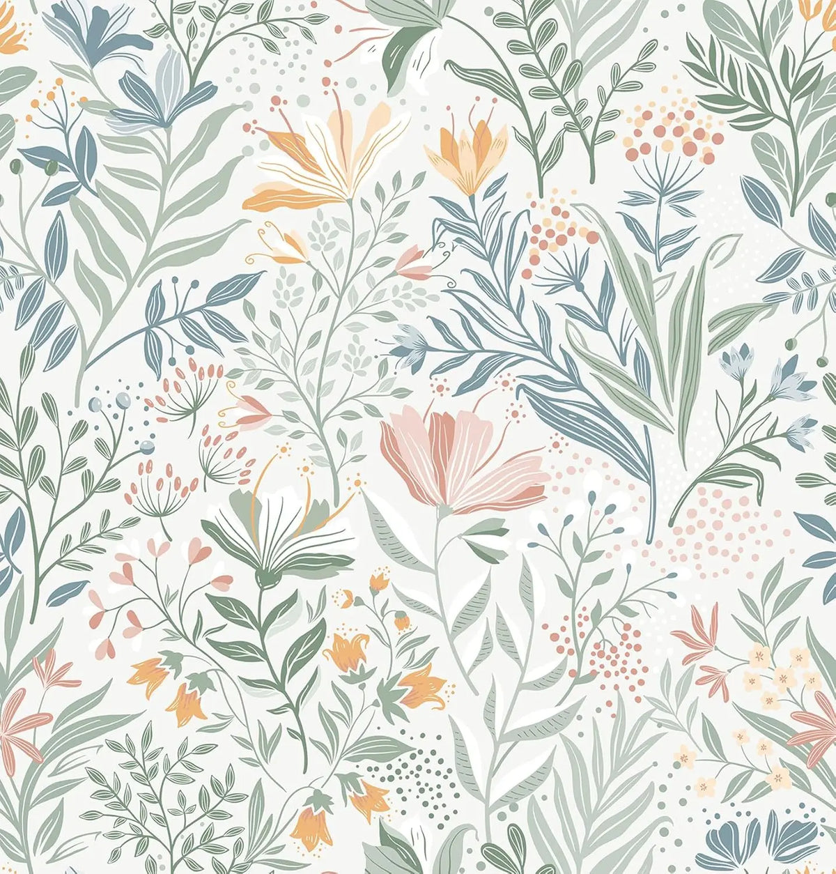 Boho Floral Waterproof Removable Vinyl Peel-and-Stick Wallpaper for Bathroom & Bedroom