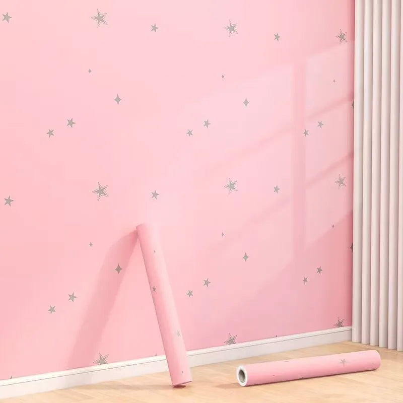Pink Star Pattern Children’s Room Self Adhesive PVC Wallpaper