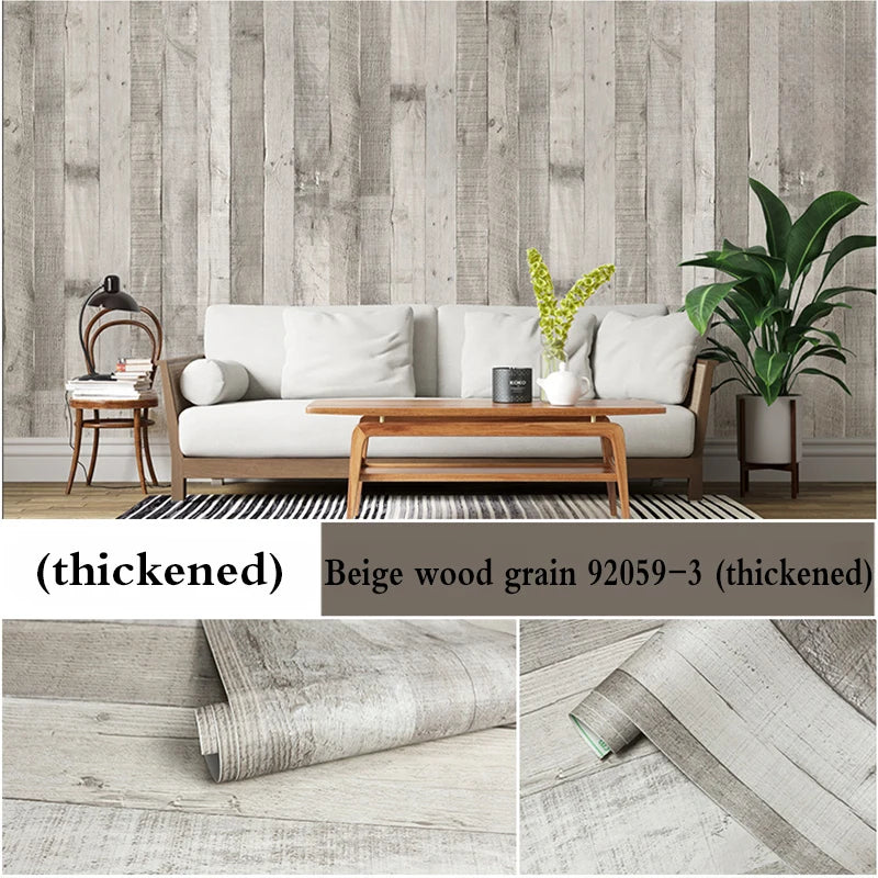 Retro Faux Wood Grain Vinyl Peel and Stick Wallpaper Roll