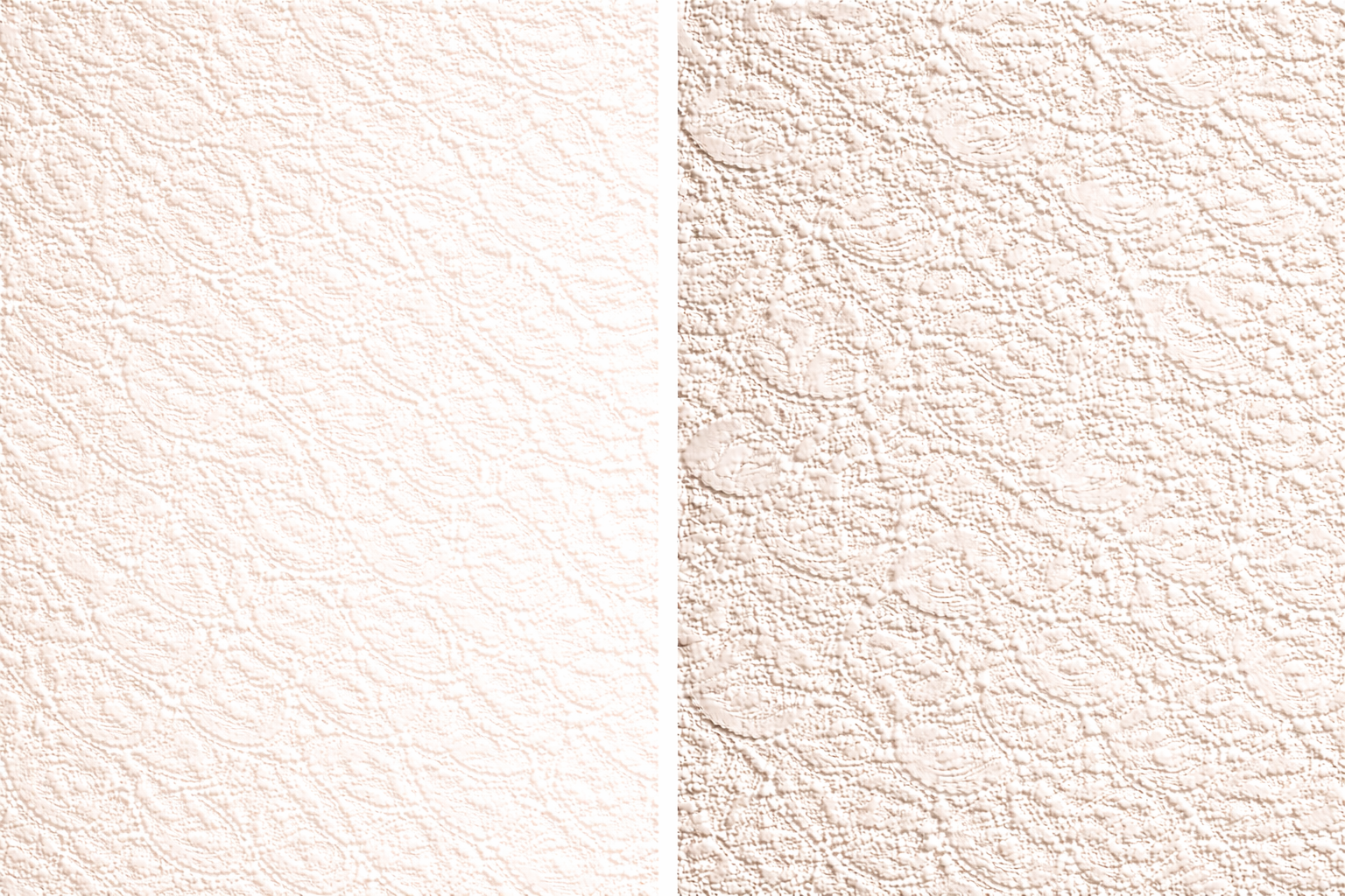 A light textured wall and heavy textured wall side by side
