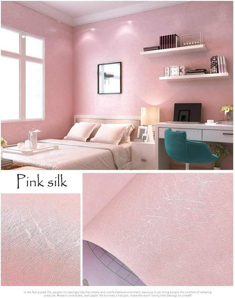 Cohoo Home Silk Pink Wallpaper Peel and Stick Contact Paper Pink Textured Silk W