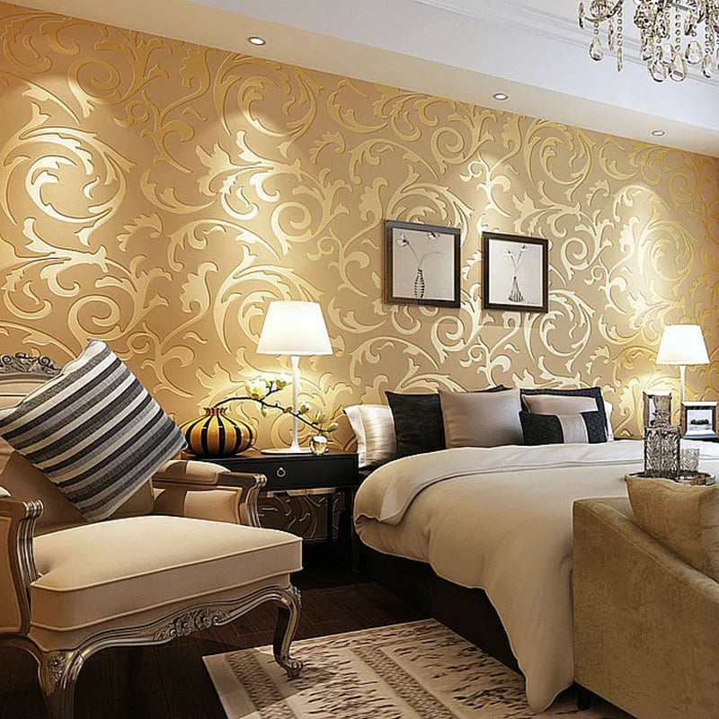 3D Grey Victorian Damask PVC Peel and Stick Wallpaper