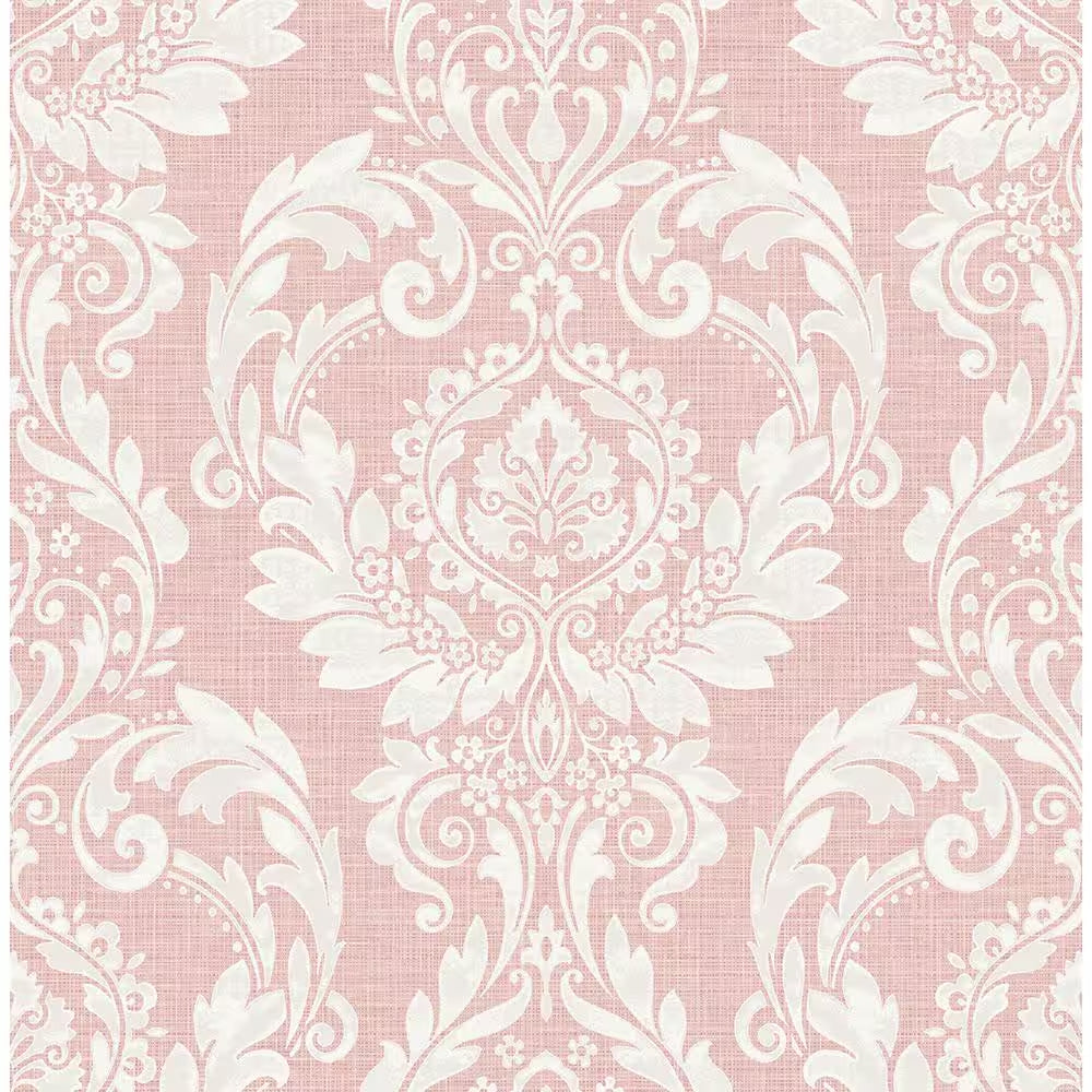 Light Pink Cora Damask Vinyl Peel and Stick Wallpaper Roll (Covers 30.75 sq. ft.)