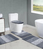 Traditional 4 Piece Microfiber Washable Bathroom Rug Set, Grey