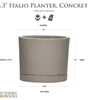 Italio Small 6.3 In. X 5.2 In. 1 Qt. Gray Concrete Indoor Planter