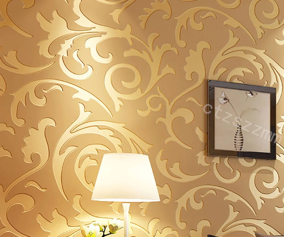 3D Grey Victorian Damask PVC Peel and Stick Wallpaper