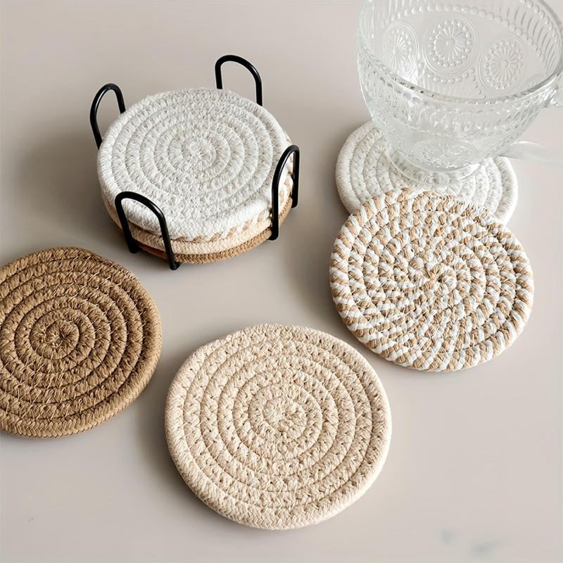Round Coaster, 8 Counts/set Non-woven Absorbent Coaster, Household Placemat for Coffee Table, Home Decor, Gift Ideas