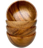 Set of 4 Handmade Acacia Wood Bowls – 5" x 2.5", Rustic Small Serving Bowls for Dips, Sauces, Salads, and Kitchen Décor
