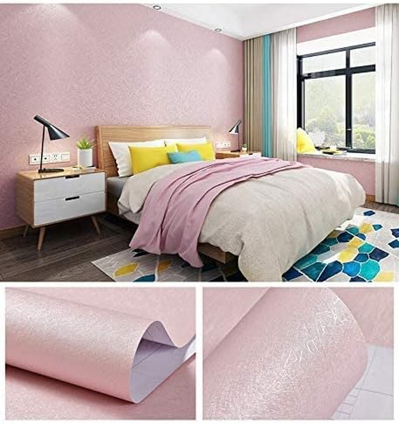 Cohoo Home Silk Pink Wallpaper Peel and Stick Contact Paper Pink Textured Silk W