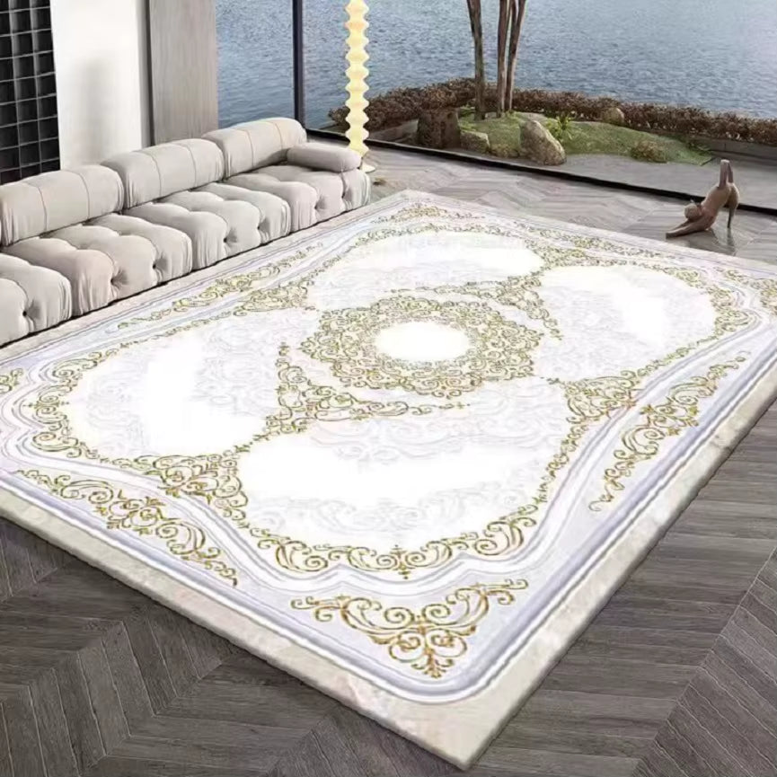 French retro Persian carpet door non-slip mat living room sofa tea table crystal velvet large carpet bedroom bed rug