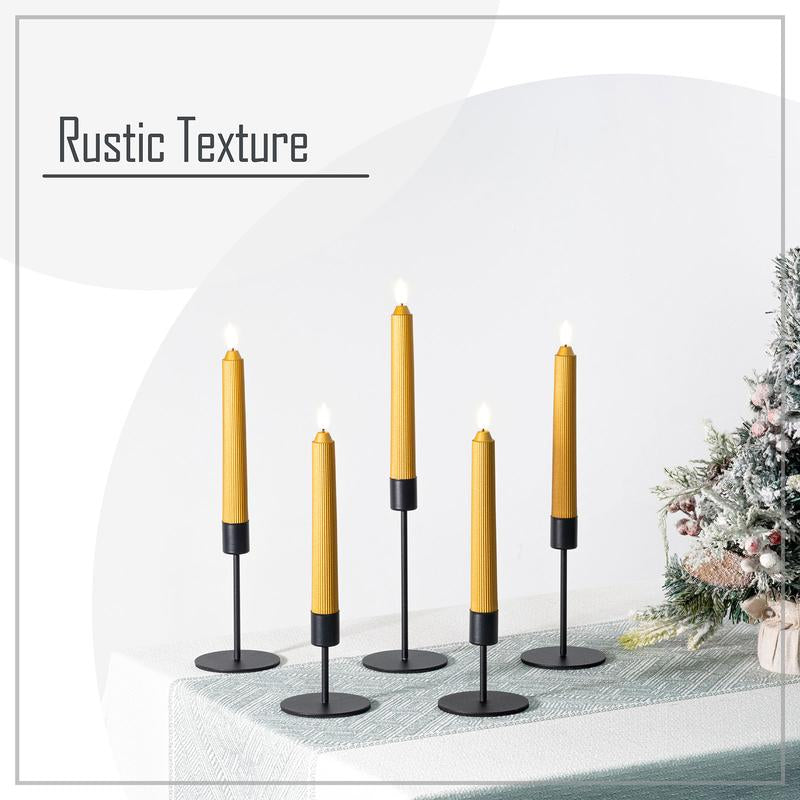 Black Iron Candlestick Holders Set of 5 – Taper Candle Candelabra, 0.9" Diameter, Ideal for Home Decor