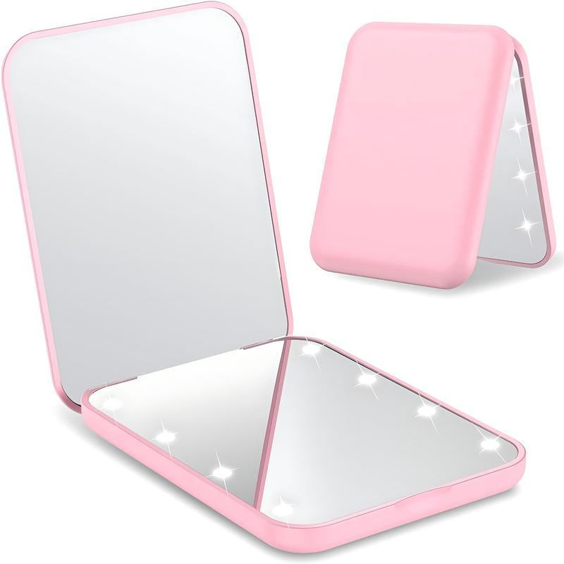 LED Pocket Mirror with Light, 1x/3x Magnification, Compact Travel Makeup Mirror, Foldable Handbag & Purse Friendly