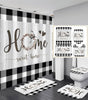 Black & White Rustic Bathroom Set – Shower Curtain with Matching Rugs & Toilet Mat