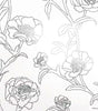 Metallic Black and White Peonies Vinyl Peel and Stick Wallpaper Roll